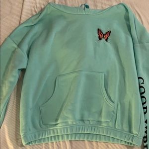 cropped good vibes butterfly hoodie